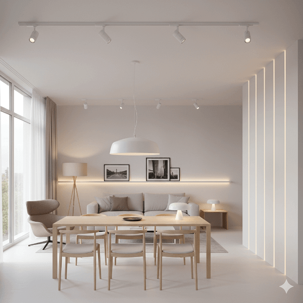 Wohnzimmer mit verschiedenen Luchtmitteln, sehr hell ausgeleuchtet